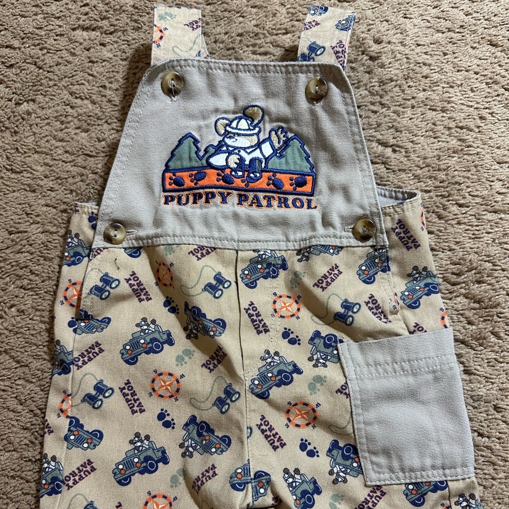 Vintage B.t. Kids Overalls Shortalls 18 Month “Puppy Patrol” Dog Embroidered